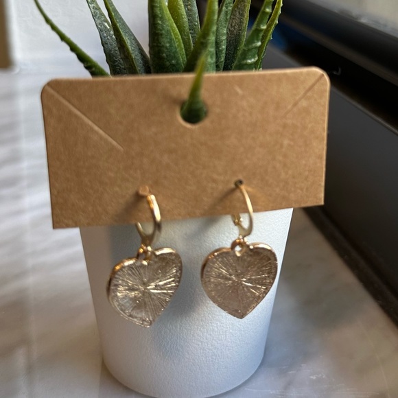 Green Heart Dangle Earrings - Picture 2 of 2